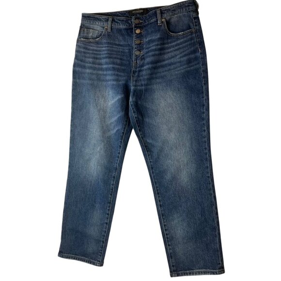 Liverpool Women's‎ 12/31 High Waisted Button Fly Jeans Denim Distressed Blue - Picture 1 of 12